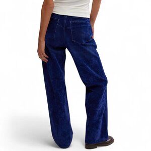 FREE PEOPLE Tinsley Baggy High Rise Flocked Jeans / Twilight Blue-ish Purple NWT